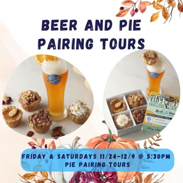 Join us Friday and Saturday through Dec 9th for our pie pairing tour with Tiny Pies! Reservations available at bluemoonrino.com/events